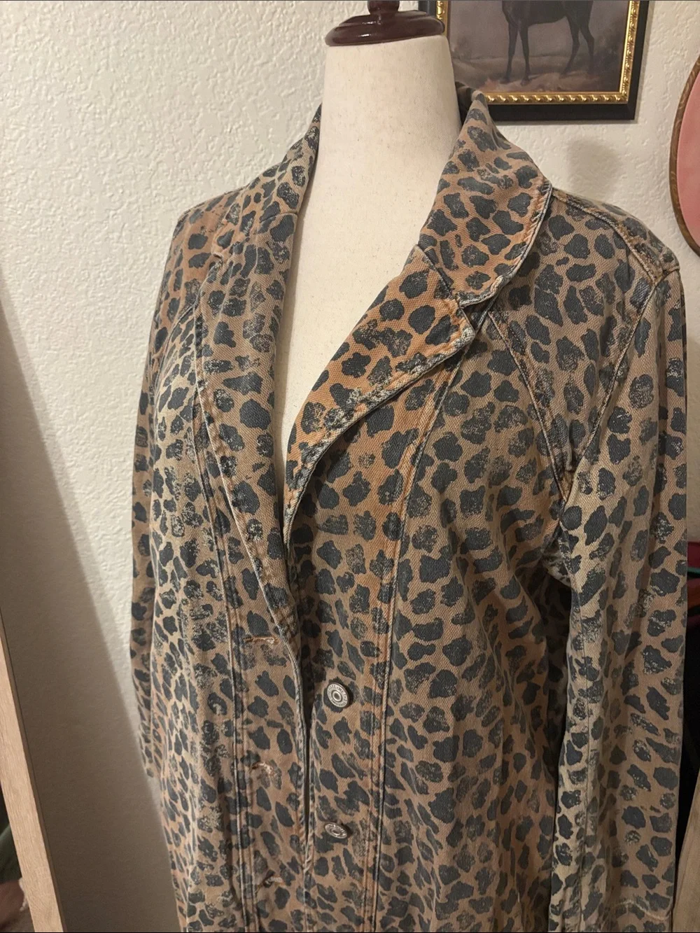 We The Free Monique Cheetah Denim Duster Jacket Size Large NWOT MSRP $228 - Picture 5 of 12